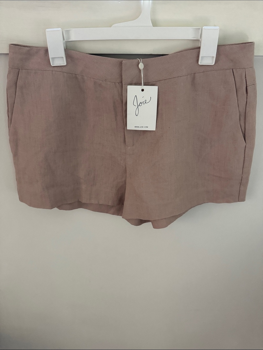 Joie 100% Linen Shorts Size 12 Dusty Mink Mauve Pink Pull-On Casual Summer NWT